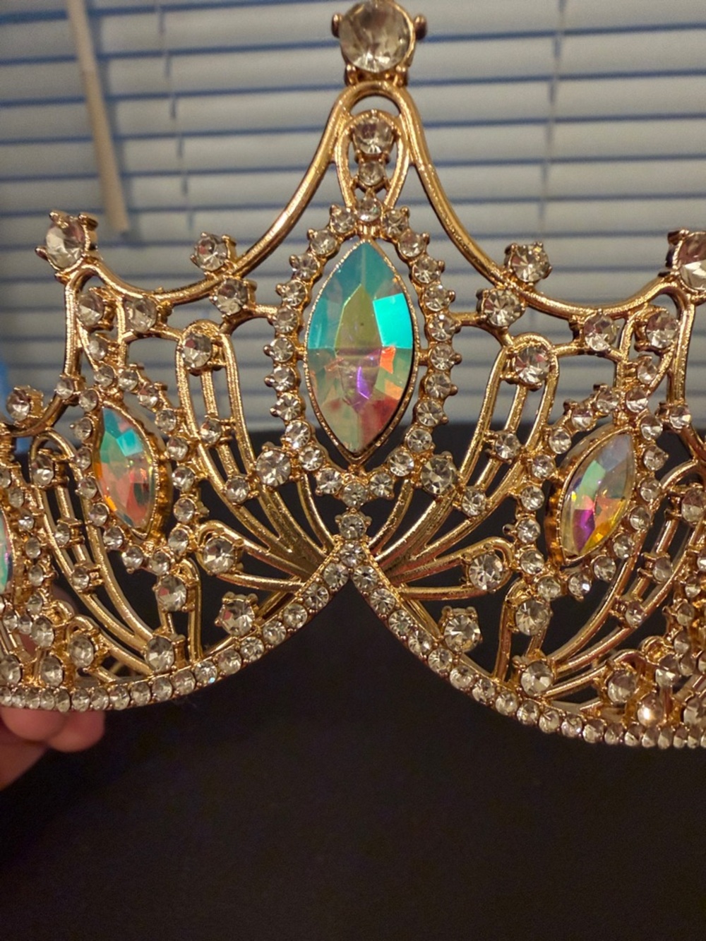 Gold Crystal Jeweled Tiara Crown - Elegant Women’s Hair Accessory - Picture 4 of 4